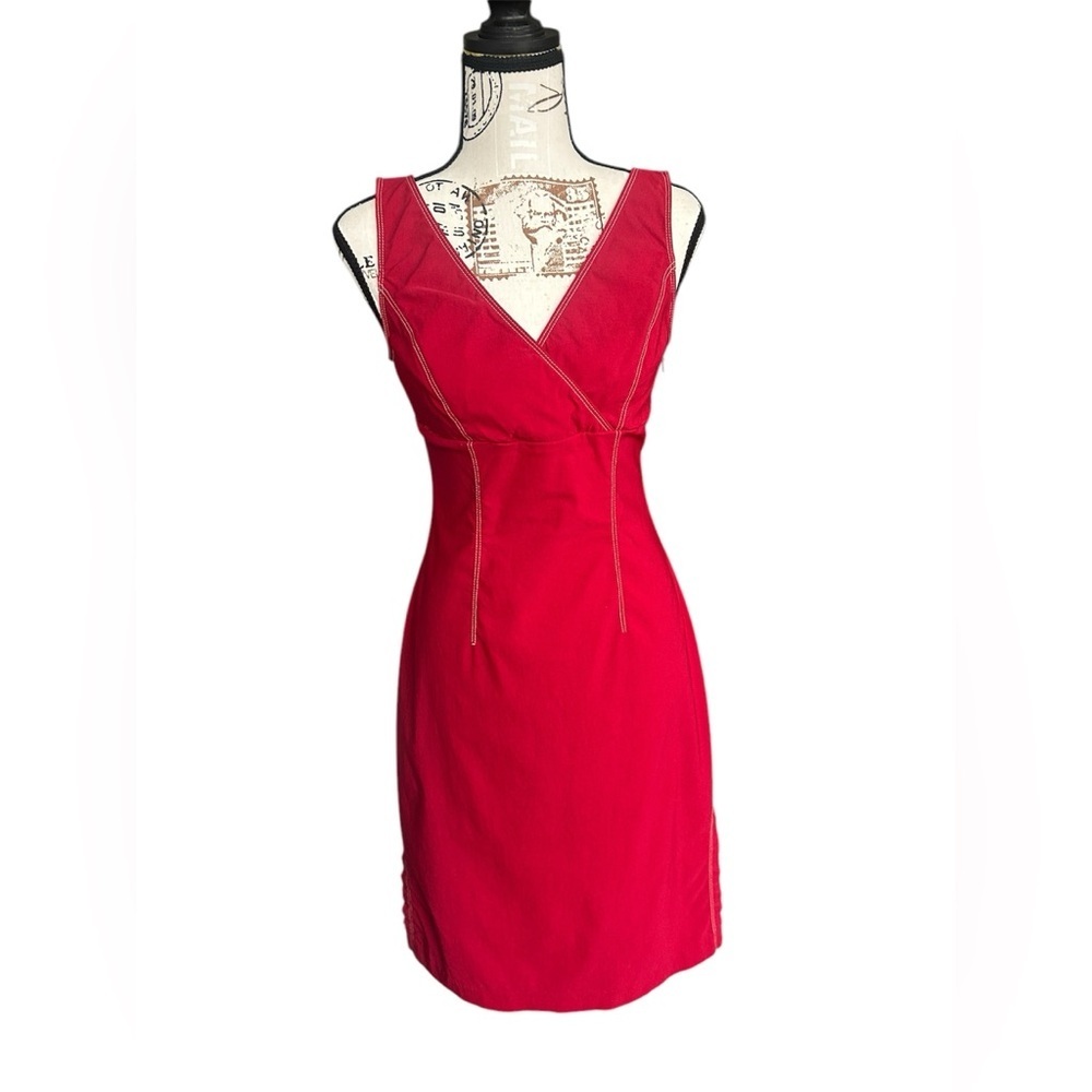 Express Red Sleeveless V-Neck Midi Dress